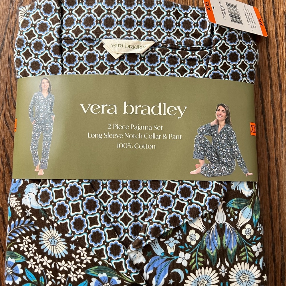Vera Bradley Blue and Green Floral Pajama Set